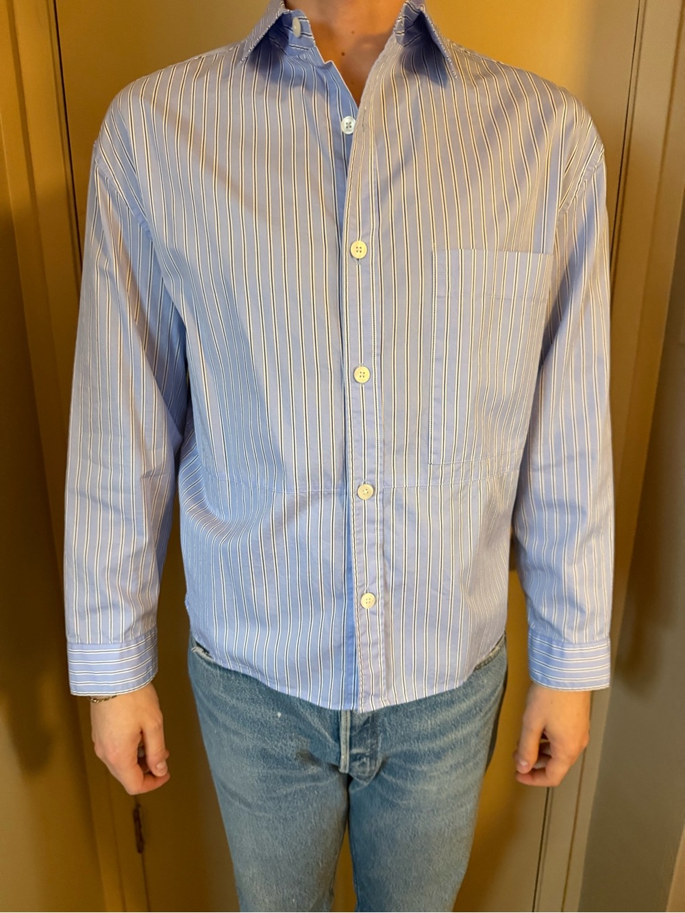 Zara Light Blue Thin-Stripe Button Down Shirt